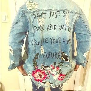 Embroidered Graphic Jeans Jacket